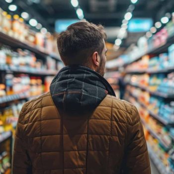 Food & Beverage Supermercato Giovane uomo in una corsia di supermercato. Expertise multi-settoriale: Food & Beverage. Aeonvis apporta esperienza su soluzioni di digital customer engagement, oltre che di governance delle iniziative di trasformazione e di evoluzione dei processi delle aziende.