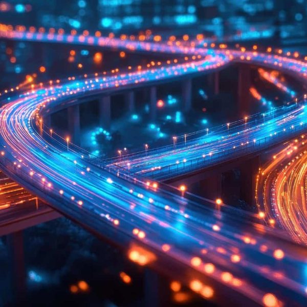 6396 immagine futuristica di sopraelevate illuminate al neon. Aeonvis supporta le aziende nella transizione da SAP ECC al più avanzato SAP S4HANA.