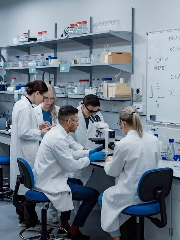 Gruppo di scienziati che conduce ricerche in laboratorio