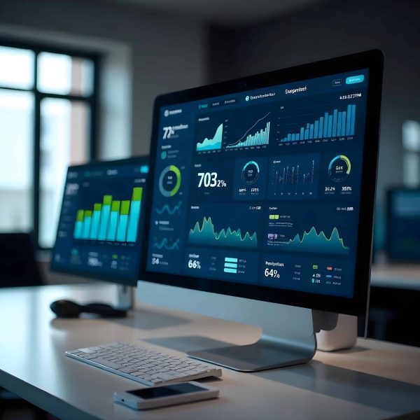 freepik_edit_Candid-image-photography-natural-textures-highly-r (27) monitor con dashboard di datiin un ufficio tech. Grazie all’ampia gamma di funzionalità offerte da SAP Aeonvis permette un rapido ritorno sull’investimento.