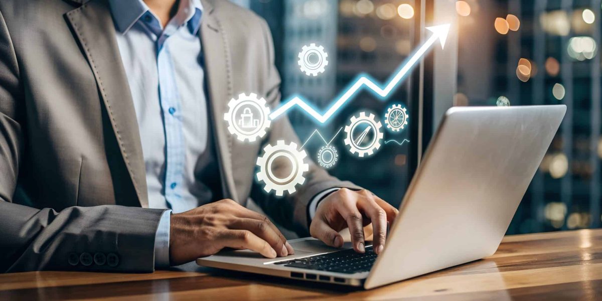 process-increase-productivity-concept-businessman-use-laptop-with-productivity-icon-industry Aeonvis ha realizzato l’integrazione tra Salesforce e SAP per ottimizzare il processo commerciale aftermarket di De Nora.
